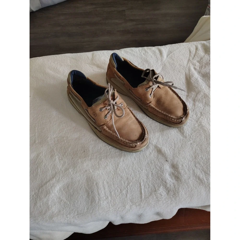 Sperry Top-Sider‎ Lanyard Tan Leather Mesh Boat Shoes Mens 6M YB46122A